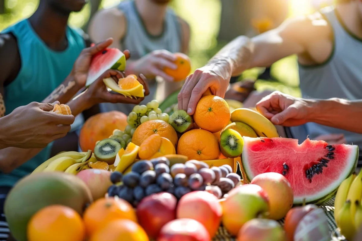 Les meilleurs fruits pour les sportifs : orange, banane, kiwi, raisin, pomme, pastèque, mangue et papaye