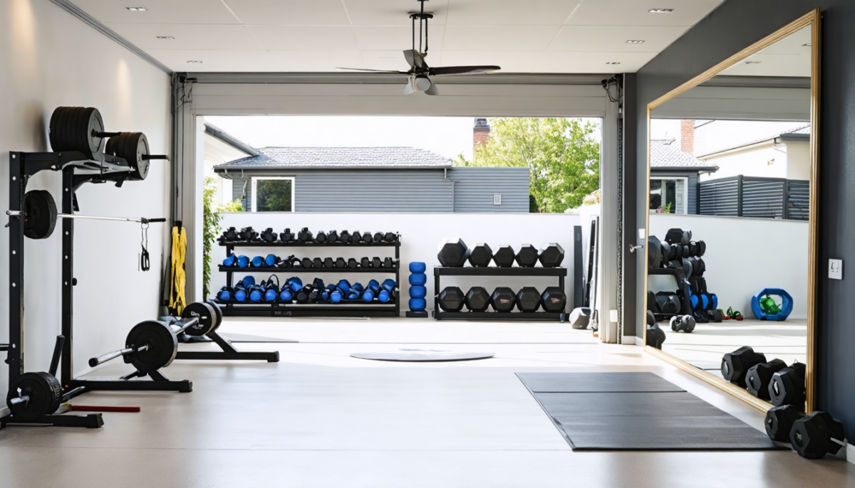 aménagez une salle de sport à domicile pratique et élégante grâce aux solutions de rangement decathlon et aux miroirs xxl pour un espace optimisé et design.